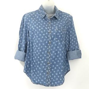 Anthropologie Holding Horses Blue Floral Shirt Sz2
